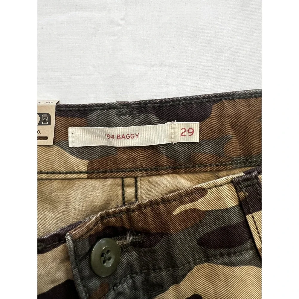 Levis 94 Baggy Cargo Pants Mens 29x30 Camo Green‎ Brown Relaxed Fit Utility Army